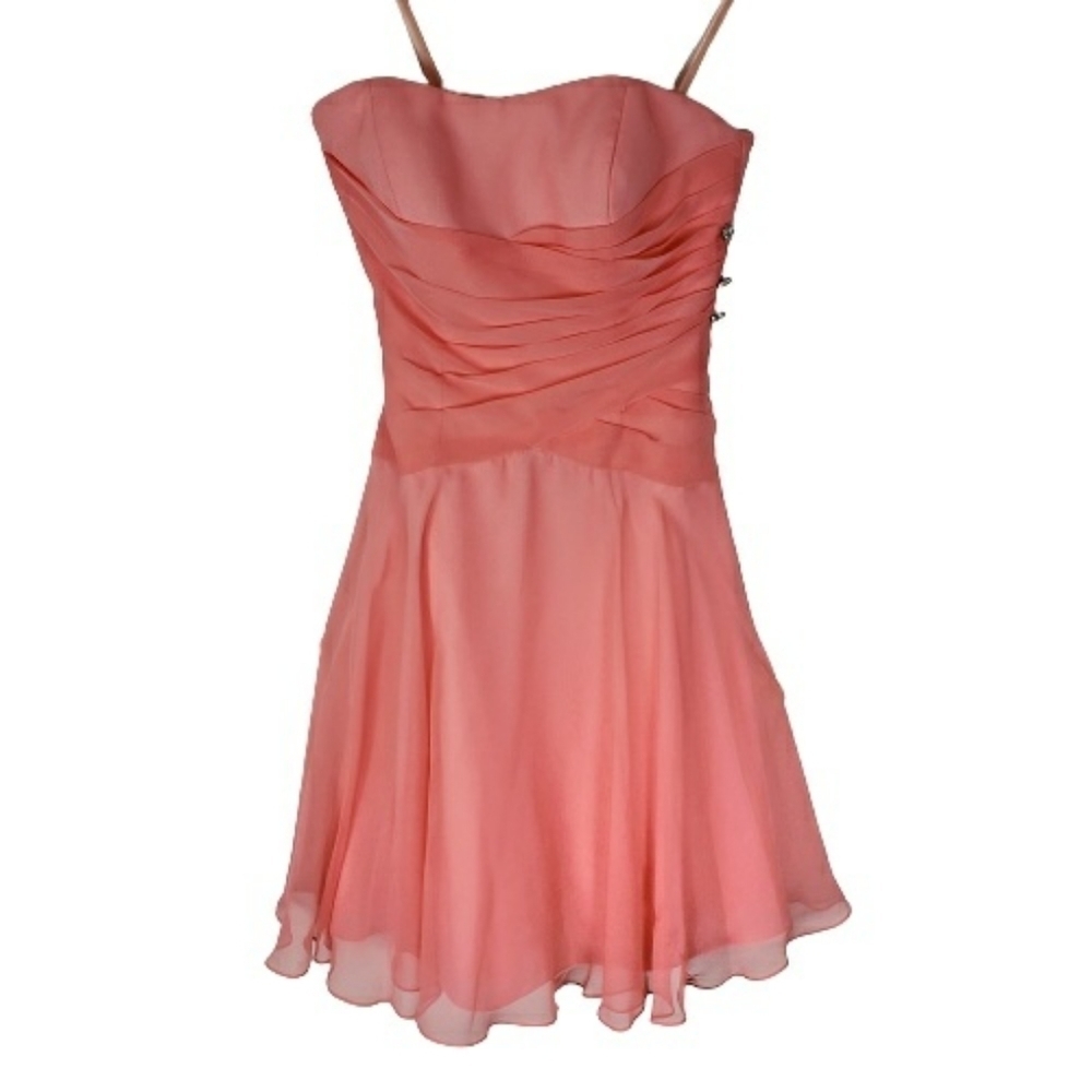 Mori Lee pink  sleeveless A line chiffon Formal dress